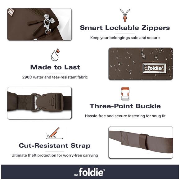 The Foldie® Crossbody black NWT  travel safe RFID waist Fanny pack - Picture 4 of 11